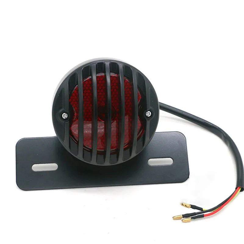 

Задний фонарь для мотоцикла, светодиодный стоп-сигнал, светильник, металлический держатель кронштейна номерного знака, Круглый красный зад...