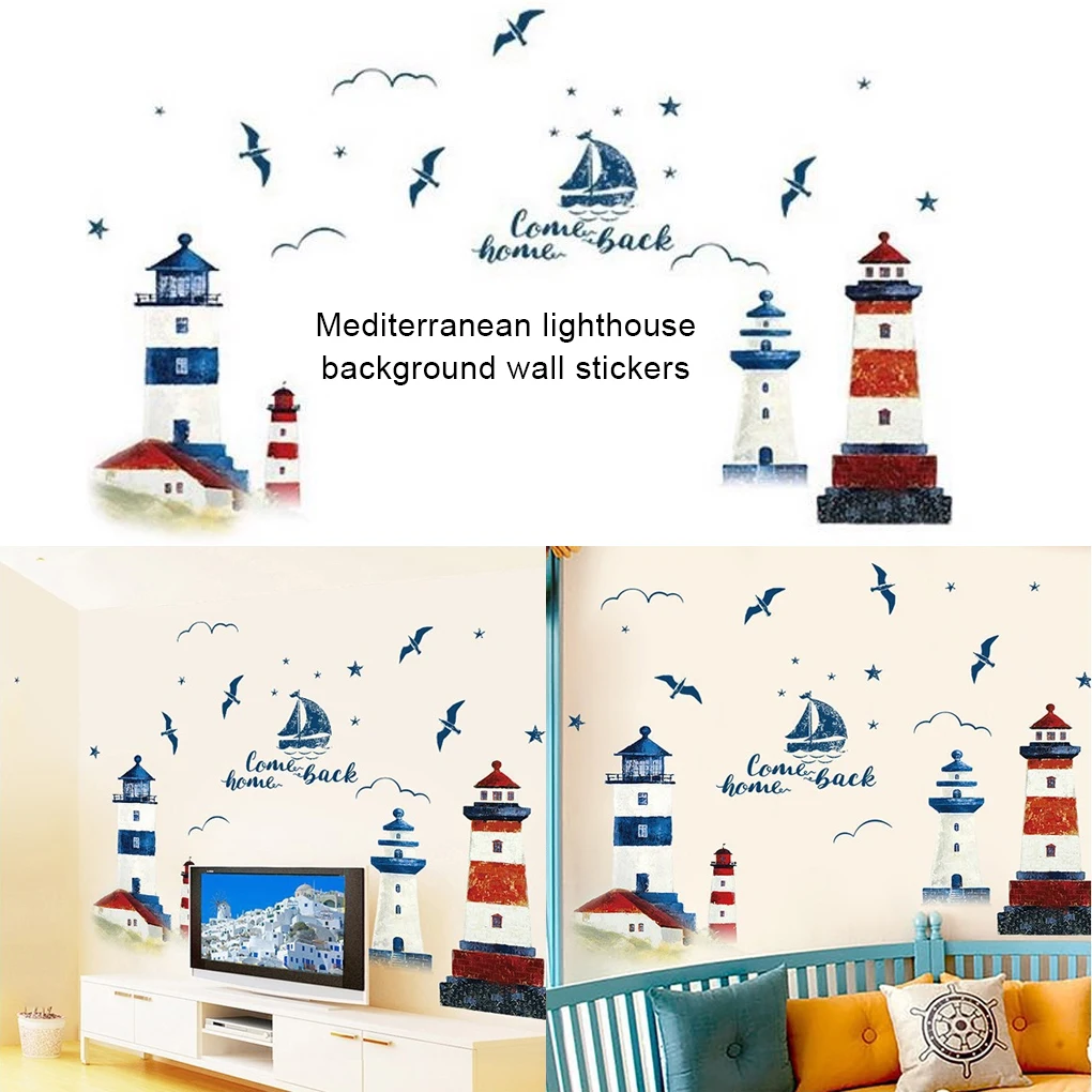 

Настенные Стикеры с изображением морского парусника, маяков, фоновая декорация, Настенные обои для спальни, ТВ, подводные наклейки для дома