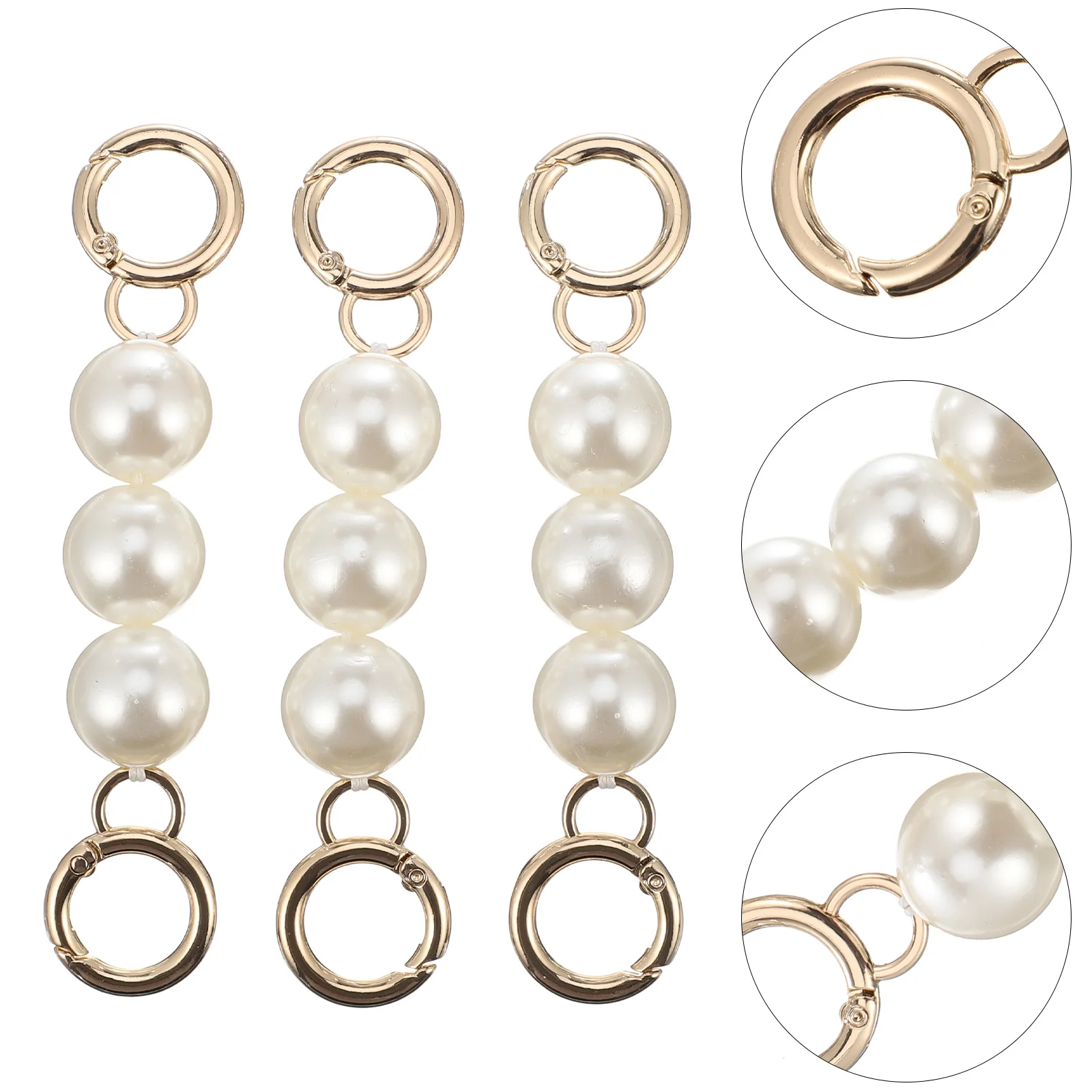 

3pcs Bag Strap Extender Pearl Bag Chain Replacement Chain Strap for Purse Clutch