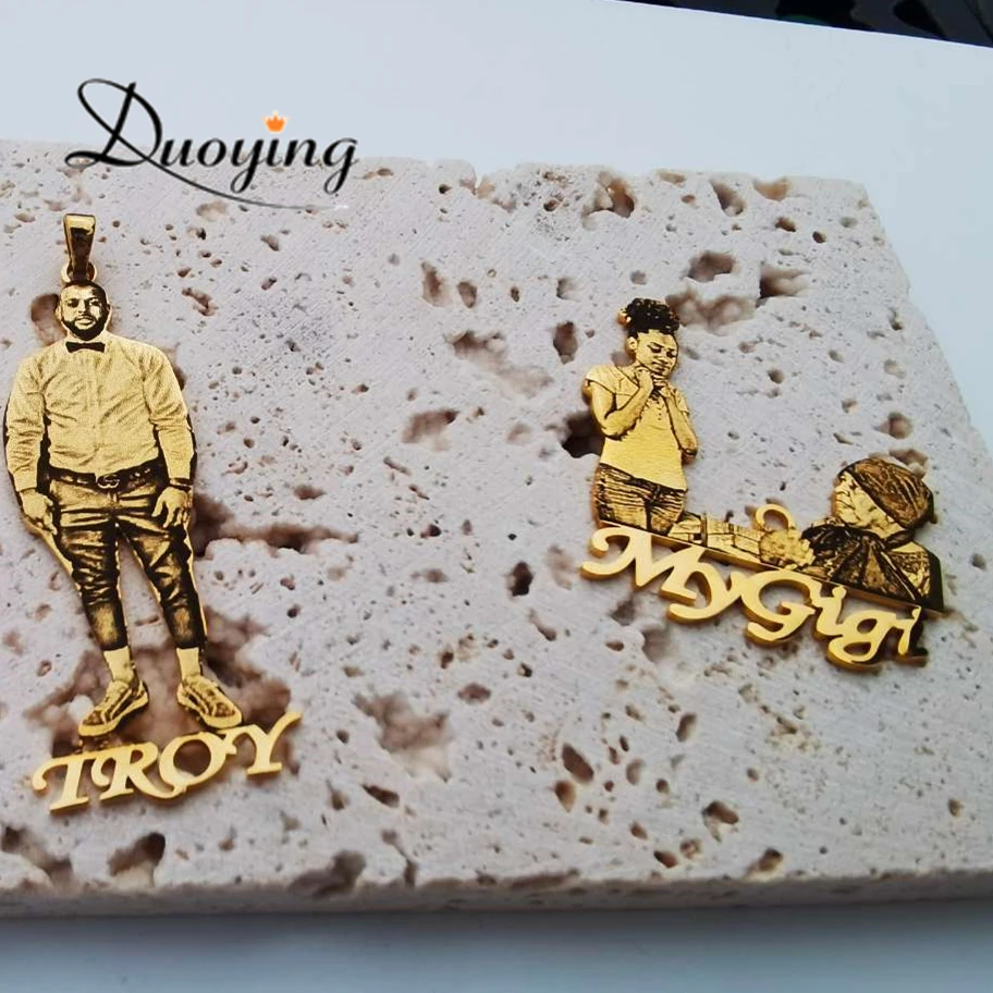 Custom Photo Necklace Dropshipping Kids Picture Necklace Nameplate Custom Women Men Gold Plated Stainless Steel Family Jewelry
