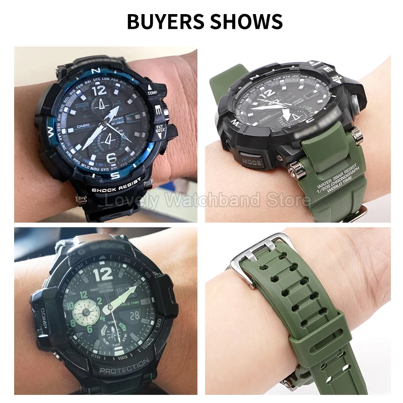 Фото Устойчивый к царапинам антиаллергенный полимерный ремешок для часов Casio GRAVITY MASTER GA-1000/1100, черный, армейский, зеленый, темно-красный, специальный размер №3