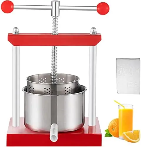 

Wine Press, 0.53Gal/2L Grape Press for Wine Making, Wine Press Machine with 2 Stainless Steel Barrels, Wine Cheese Fruit Vegetab