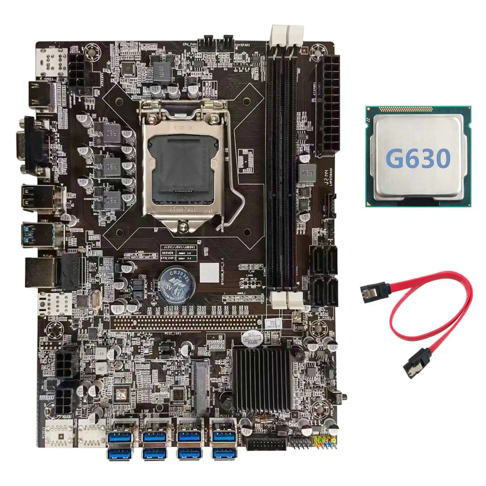 

Материнская плата B75 для майнинга BTC + процессор G630 + кабель SATA LGA1155 8xpcie USB адаптер DDR3 MSATA B75 USB Майнер материнская плата