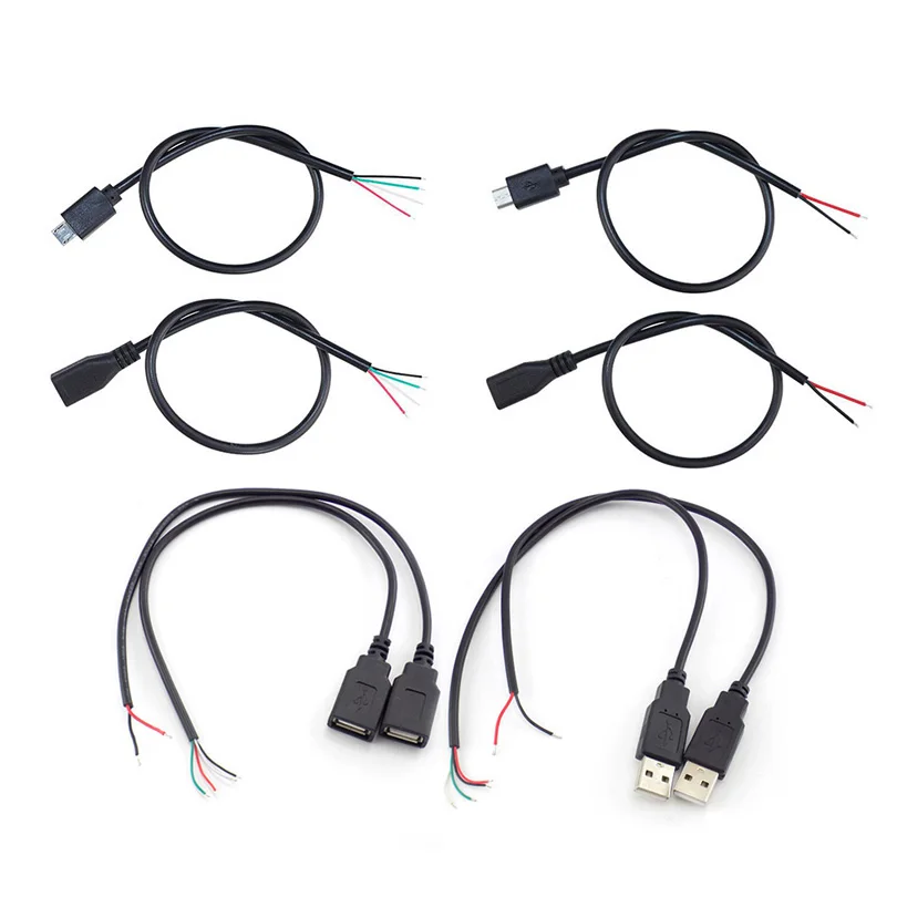 

0,3 м USB 2.0 тип A штекер 2 контакта 4 контакта кабель питания адаптер зарядки DIY соединитель 2 провода 4 Wiews W1