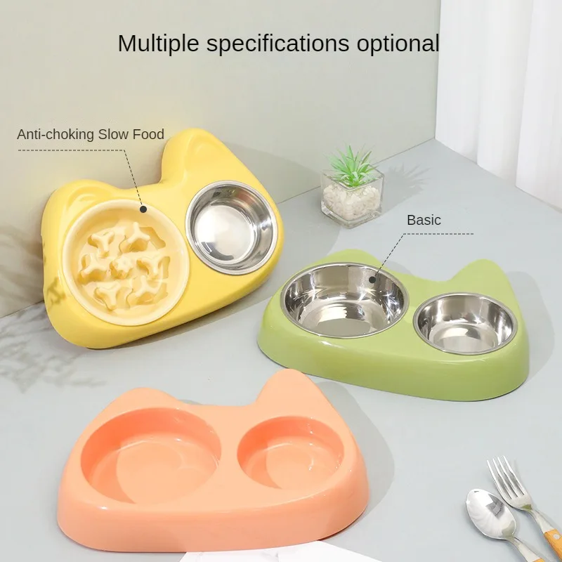 Креативная кормушка для кошек в форме миски домашних животных из нержавеющей