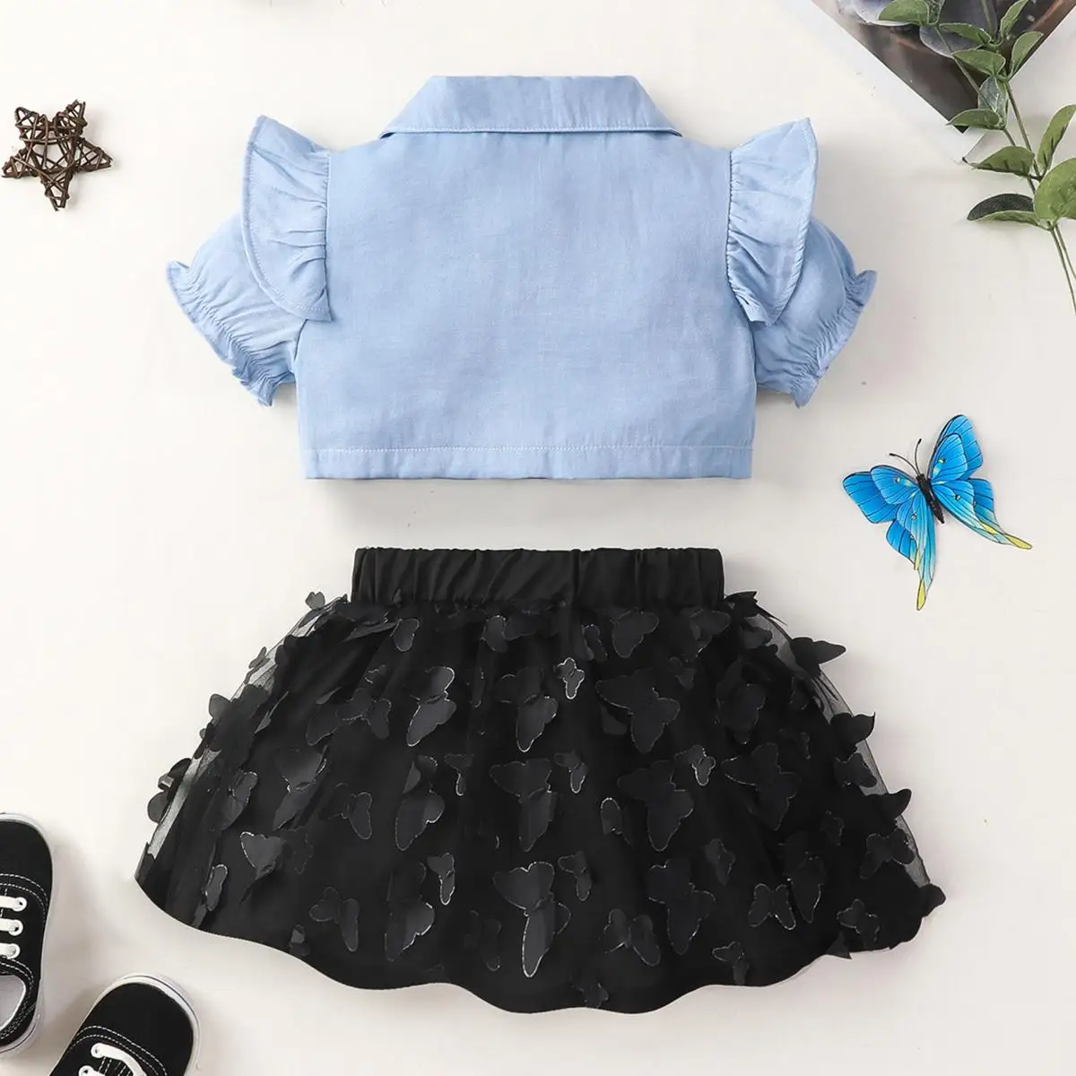 Summer Baby Girl Clothing Short Sleeve Blouse Sets Toddler Girls Shirt Tops + Tutu Skirts 2pcs Outfits Sets Kids Clothes 0-6T