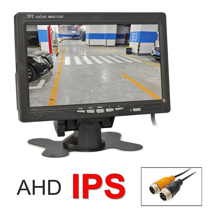 DIYKIT 7-дюймовый AHD IPS ЖК-монитор автомобиля HD Монитор заднего вида Макс. Поддержка 1080P AHD CVBS Камера AV 4PIN Видеовход