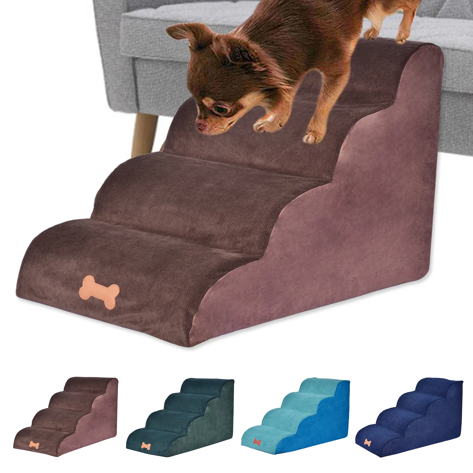 Dog Stairs 4 Steps Pet Stairs Dog House For Small Dog Cat Pet Ramp Ladder Anti-slip Removable Dogs Bed Stairs