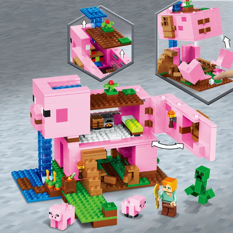 408 шт. Детский конструктор Свиной дом |