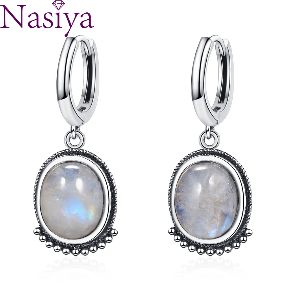 

Elegant Classic Natural Moonstone Earrings For Women Fine Moonstone Silver Jewelry Party Engagement Birthday Gift