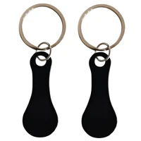 2 pieces of stainless steel shopping trolley remover shopping trolley token as a key ring can be detached directlyblack
