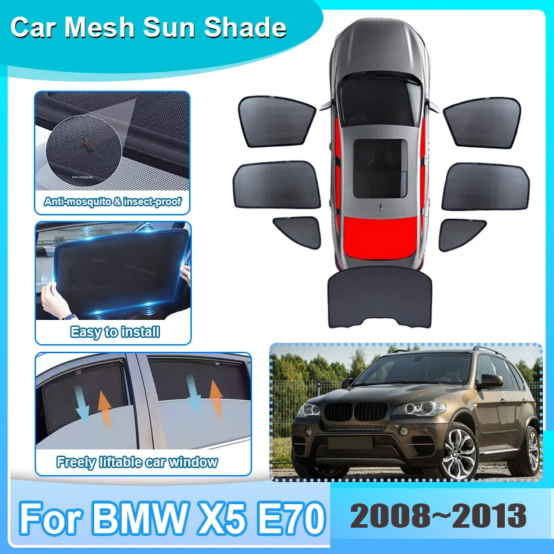 Фото Солнцезащитная шторка для окон автомобиля BMW X5 E70 2008-2013 2010 2011, сетчатая, с защитой от УФ-излучения, для конфиденциальности, на лобовое стекло, аксессуар для автомобиля