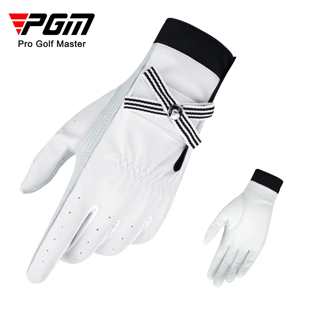 1 Pair PGM Golf Gloves Women Sheepskin Breathable Palm Ladies Genuine Leather Sport Gloves Anti-Slip Training Mittens Elegant