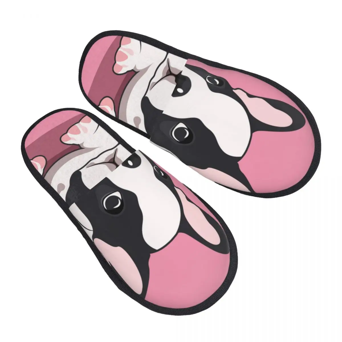 

Winter Women Men Non-Slip Flat Slippers Cute Frenchie Bulldog Indoor Fur Soft Warm Shoes