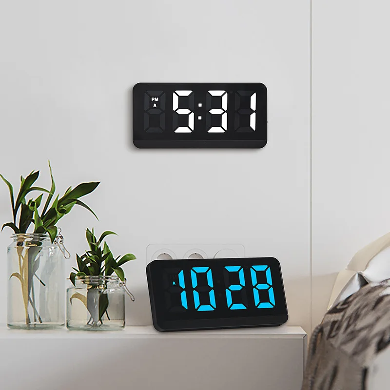 

Digital Alarm Clock RGB Color Change LED Wall Clocks Wall-Mounted TemperatureTime Display Table Desktop Clock Lamp Home Decor