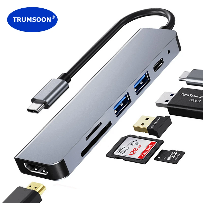 USB-концентратор Trumsoon для HDTV USB 3,0 2,0 Type C SD TF кардридер док-станция для Macbook iPad поверхность Samsung S20 Dex TV Nintendo