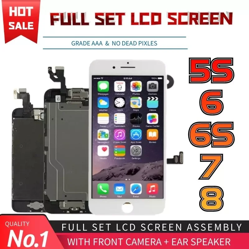 

AAA Display for iPhone 5 5S 5SE 6 6S 7 8 Plus LCD Display Full Set Assembly Touch Screen Digitizer Replacement Pantalla+Camera