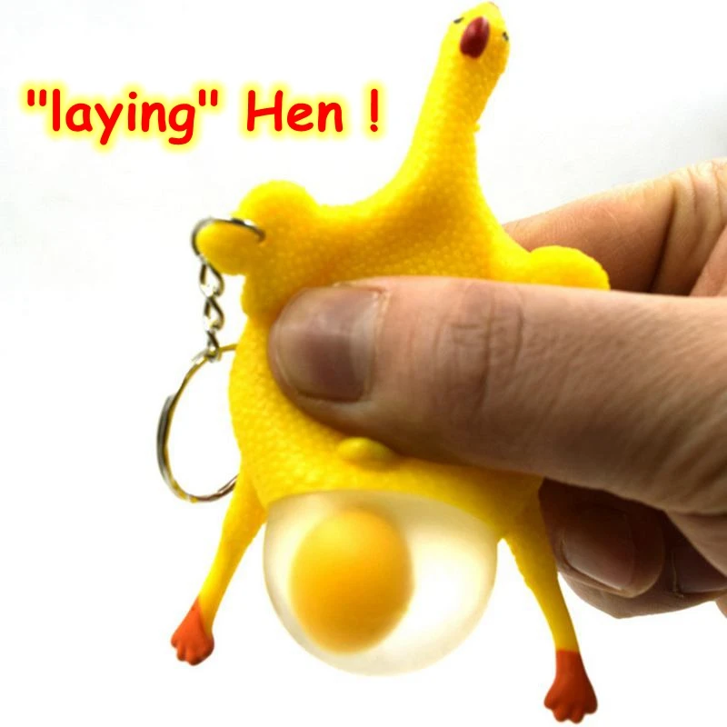 

2pcs Funny Laying Hens Key Chain Squeezing Toys Treat Kids Gift Birthday Party Favor Invitation Guest Souvenir Giveaway Present