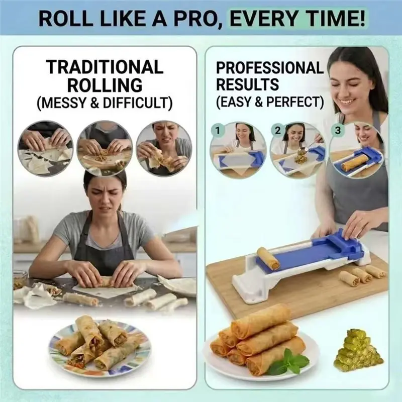 Фото ABYN-2PCS Ручная машина для приготовления люмпии и листов из виноградных лоз, инструмент для скручивания овощей и мяса, для приготовления спринг-роллов и яичных рулетов. №2