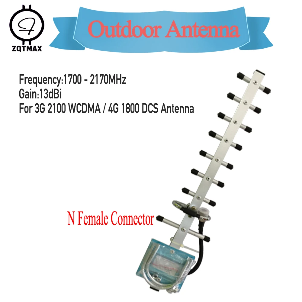 

ZQTMAX 13dBi Yagi antenna 1700-2170MHz For DCS WCDMA UMTS 3G signal booster 1800 2100 2g 3g LTE cellular