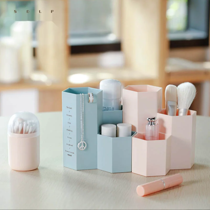 

Creative Hexagonal Splicing Pen Holder Made of PP Material for Students To Learn Stationery and Cosmetics Storage Box