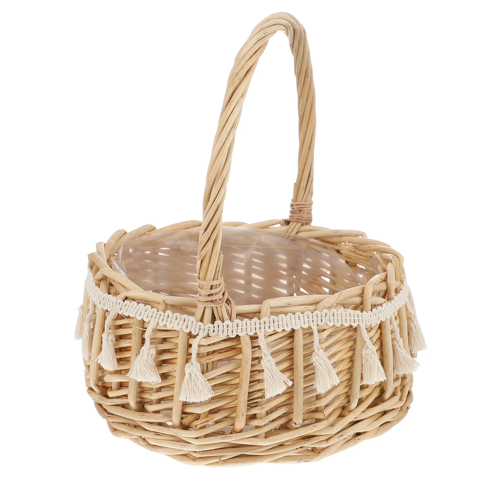 

Basket Flower Woven Wicker Easter Baskets Handle Wedding Girl Decorative Rattan Storage Weddings Picnic Planter Rustic Petal