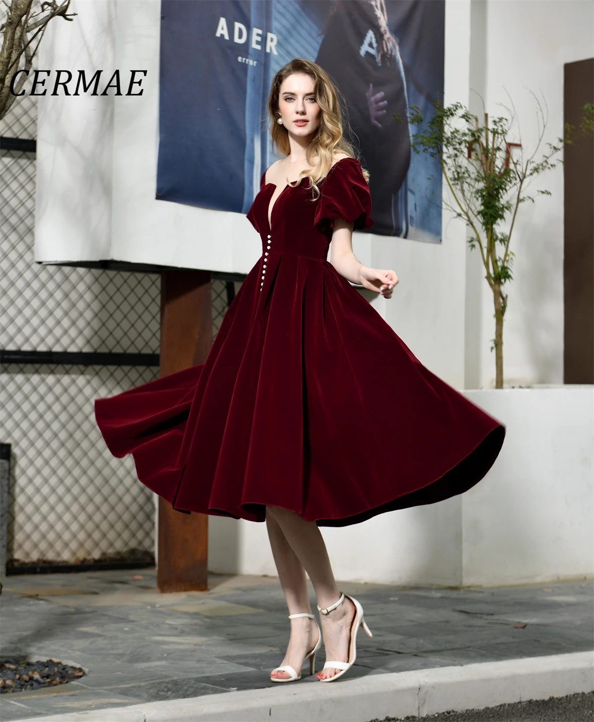 

CERMAE O-Line Beaded Velvet Evening Gown A-Line Prom Red Party Formal Dresses for Women 2023 PHOTO FACTORY PRICE