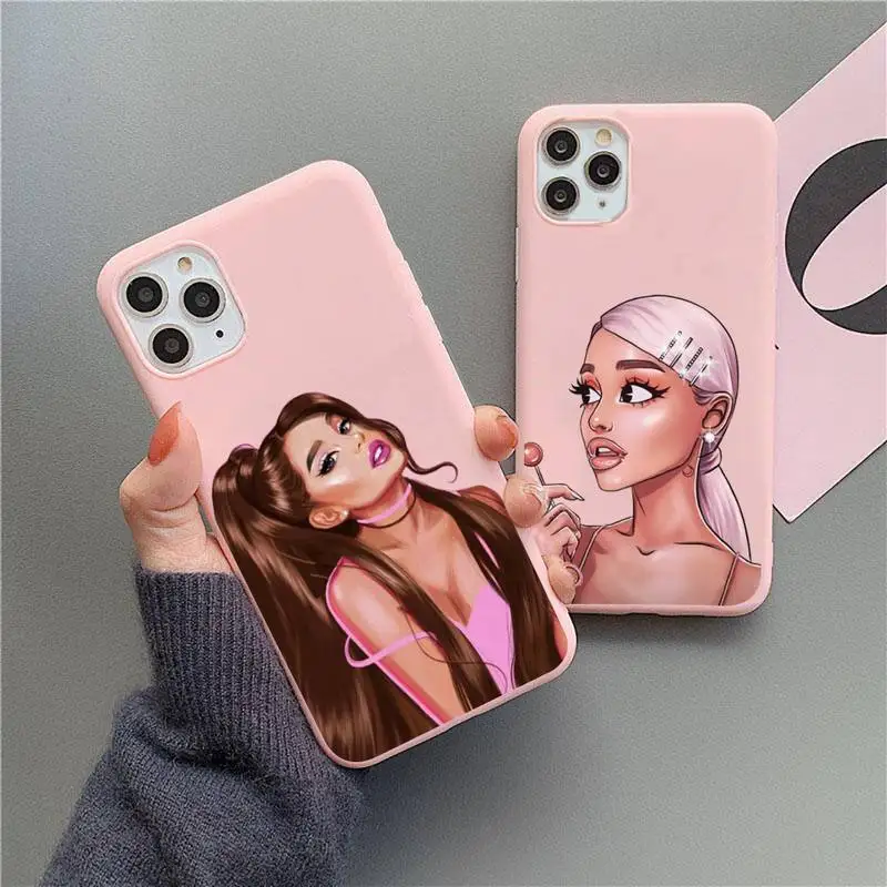 

Thank U Next Cute Girl Phone Case For iphone 13 12 11 Pro Max Mini XS 8 7 6 6S Plus X SE 2020 XR Matte Candy Pink Silicone cover