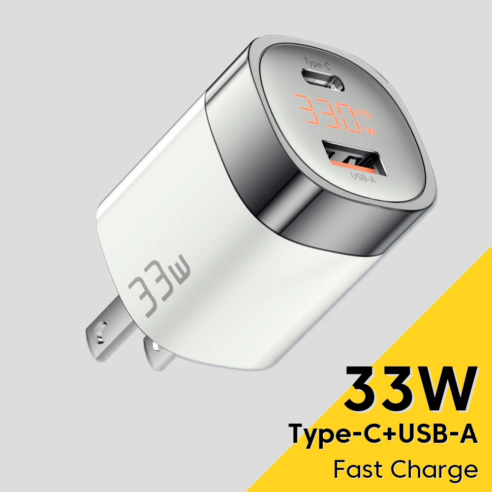 33W Essager GaN USB C Charger Digital Display PD Fast Charging For iPhone 13 12 Max Pro iPad For Xiaomi Poco Samsung Charger