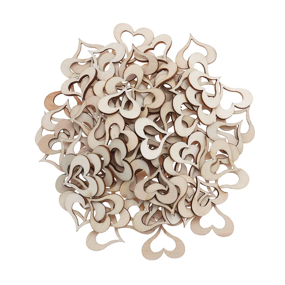 

50 Pcs Hollow Wooden Hearts DIY Craft Wood Chip Wedding Decor Hollow Hearts Decor Rustic Table Decor Wafer Natural Wood Love Tag