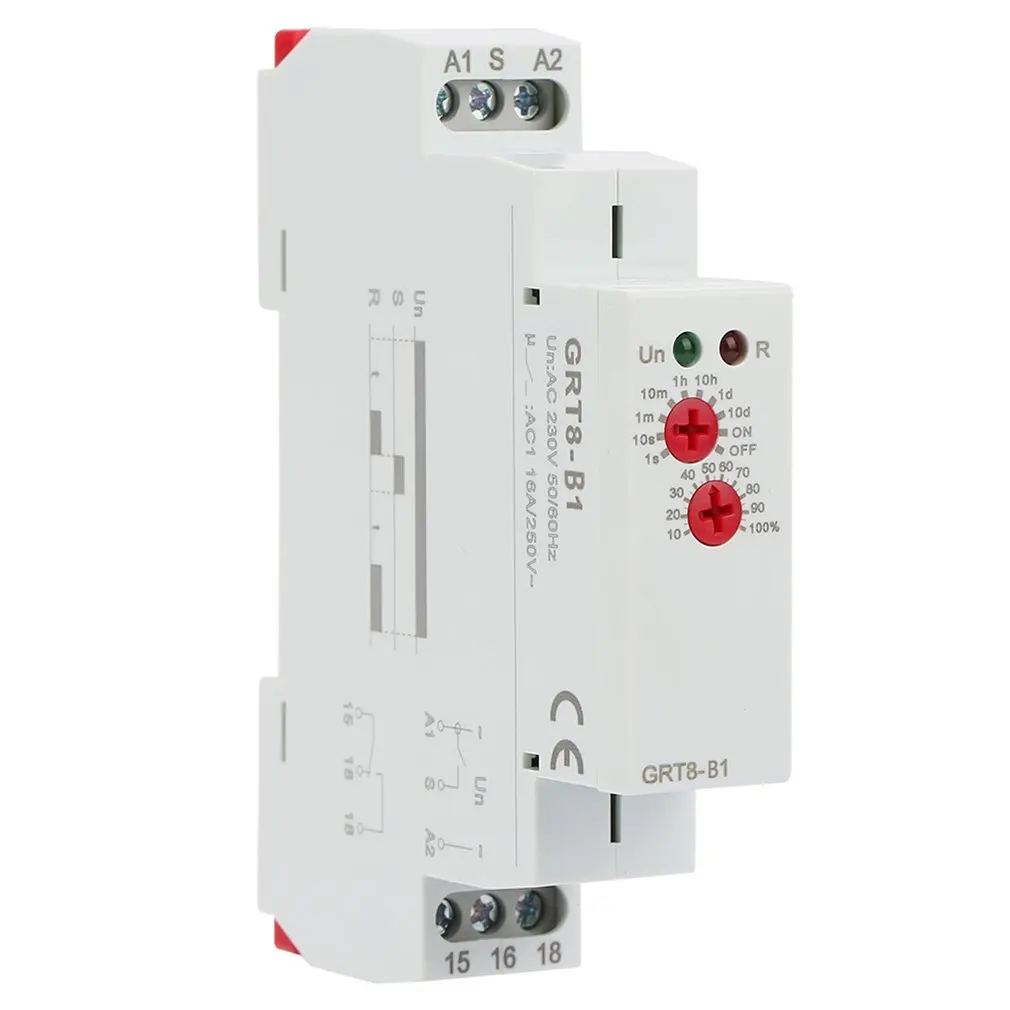 

GRT8-B1 Mini Power Off Delay Time Relay Timer Relay DIN Rail Type AC 220V 50-60Hz Single Function Power Off Delay Time Relay