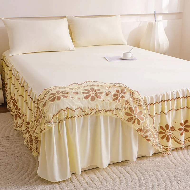 French sle Lace Bed Skirt Bedspread Single Princess Sle .2 M.5 M .8 X2x2.2 for Four Seasons