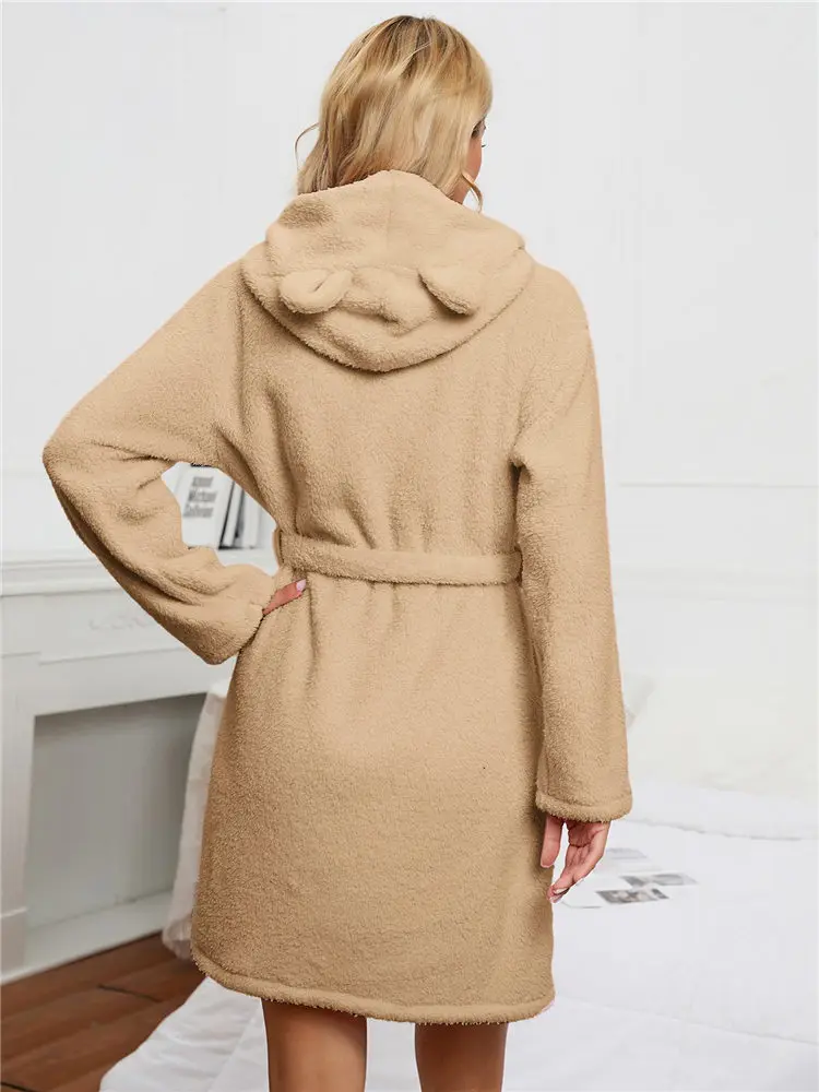 Женская зимняя флисовая пижама из шерпы свитер с плюшевым мишкой милая нечеткая