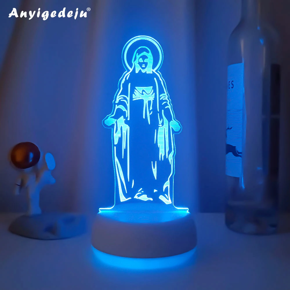 

Creative 3D Virgin Mary Modelling Night Light Usb 7 Color Visual Change Led God Table Lamp Kid Bedroom Sleep Light Fixture Decor