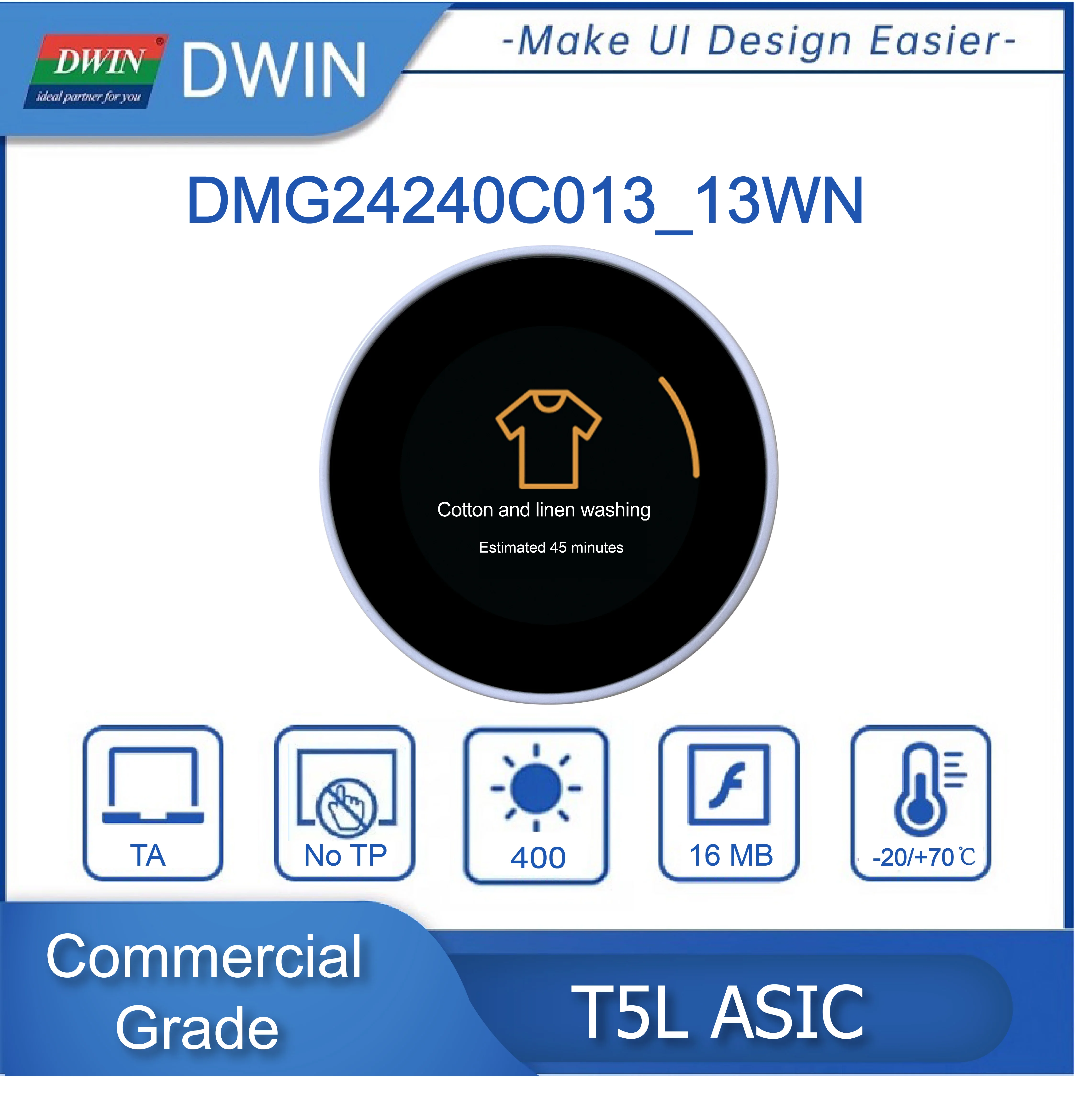 

New DWIN 1.3 Inch Circular Rotary Screen With Encoder Shell 240*240 Resolution Commercial Grade IPS TFT LCD DMG24240C013_13WN