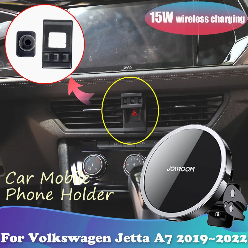 

Car Phone Holder for Volkswagen Jetta VW A7 Vento 2019~2022 Magnetic Air Vent Stand Support Wireless Charging Sticker Accessorie