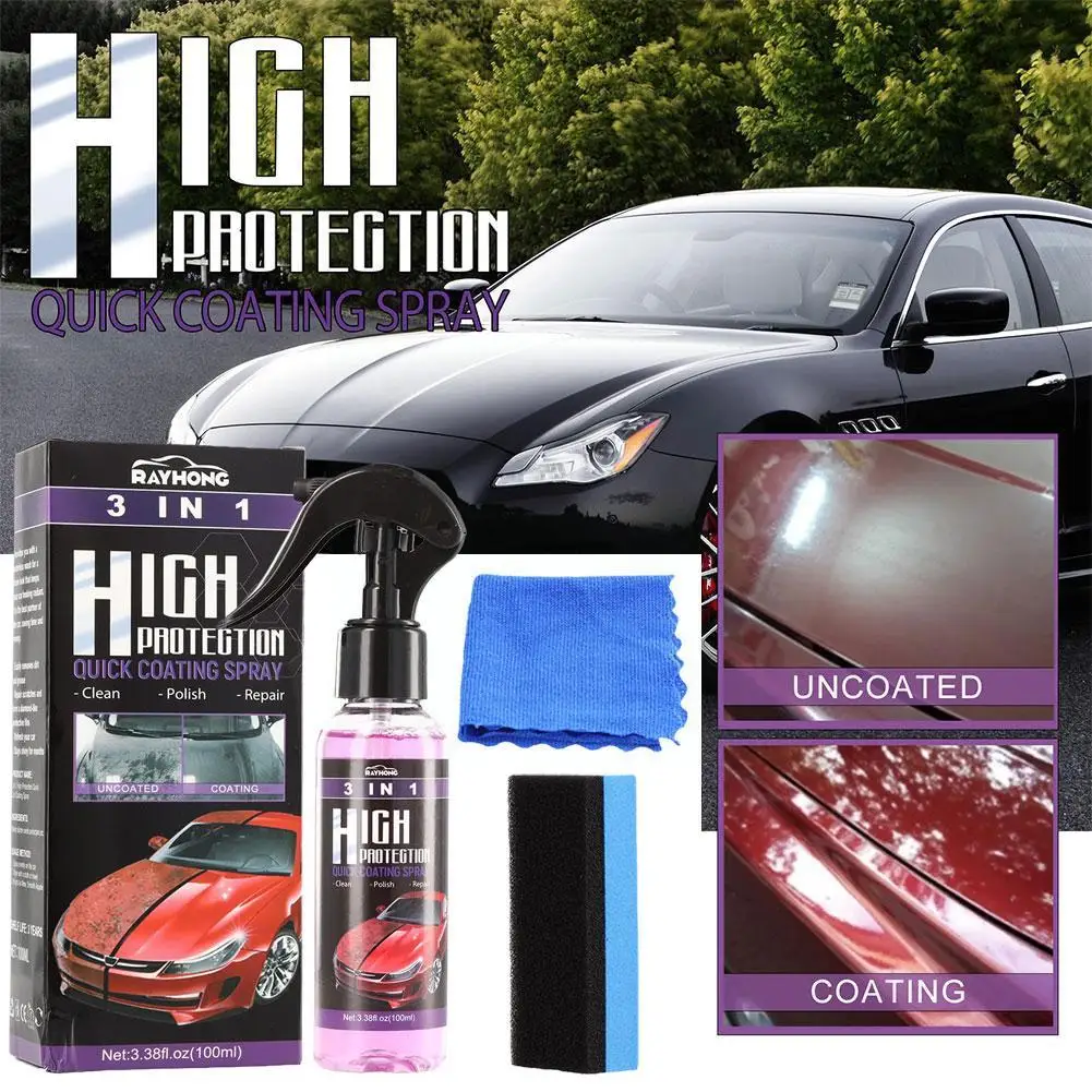 3 в 1 Автомобильное нано-керамическое покрытие полировка распыление моющее воск