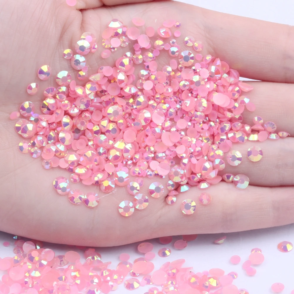 

Resin Rhinestones Pink AB Color 2-6mm 1000-10000pcs Round Flatback Glue On Strass Beads Stones DIY Craft Jewelry Making Supplies