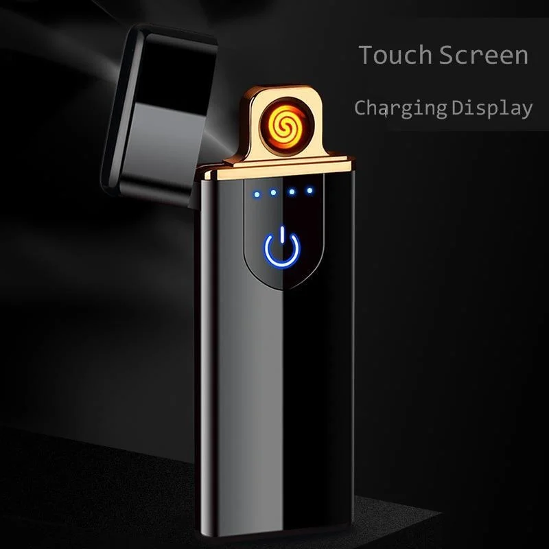 

Новая сенсорная зажигалка, USB перезаряжаемая, со сканером отпечатков пальцев, ветрозащитная зажигалка, Мужская креативная зажигалка