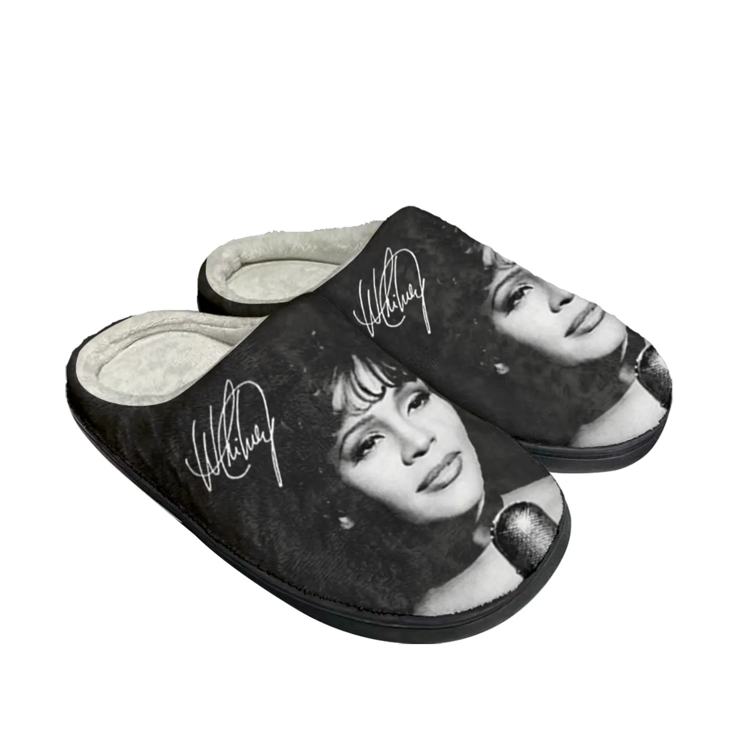 Whitney Houston Pop Singer Home Cotton Custom Slippers Mens Womens Sandals Plush Bedroom Casual Keep Warm Shoe Thermal Slipper