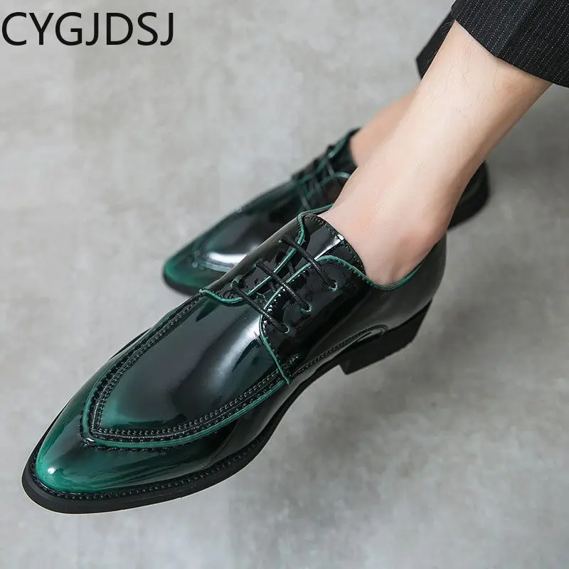 Туфли из лакированной кожи для мужчин итальянские туфли-оксфорды Офисная