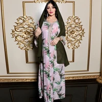 muslim fashion hijab dress jalabiya ribbon v neck long arabic dresses for women middle eastern oman islam abaya dubai pink green