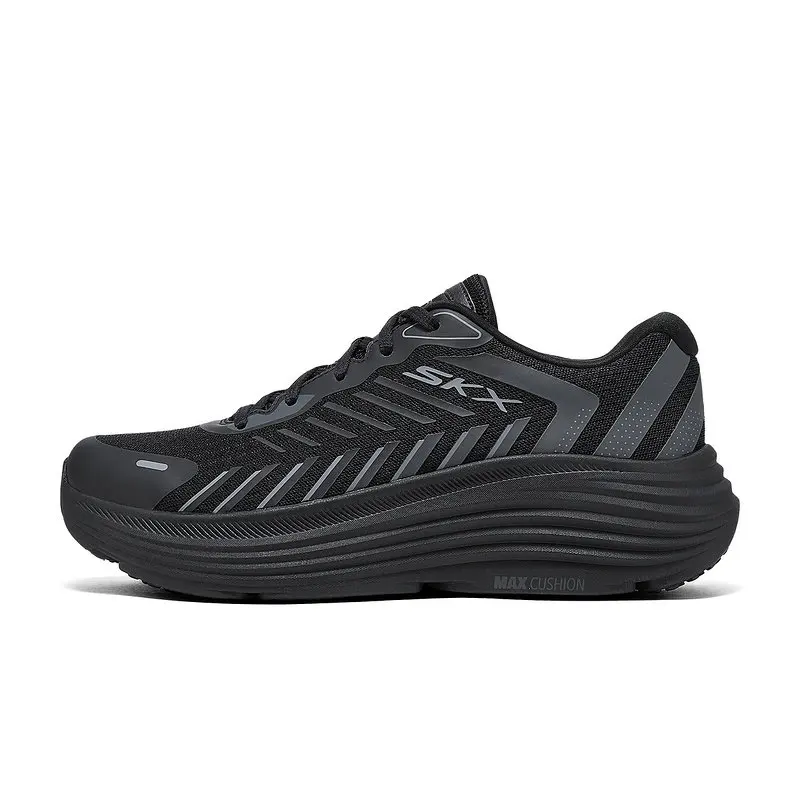 Фото Новые мужские кроссовки Skechers 220614‑BBK, полностью черные, с толстой амортизирующей подошвой, дышащие, легкие, спортивные, для пар. №3