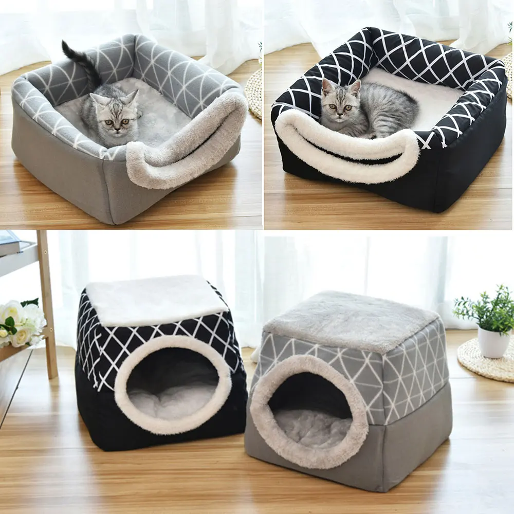 

cat bed for Cats Dogs Soft Nest Kennel Bed Cave House Sleeping Bag Mat Pad Tent Pets Winter Warm Cozy Beds 2 Size L XL 2 Colors