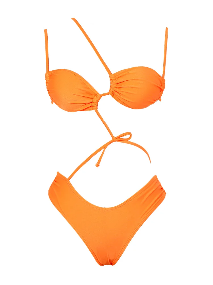 Оранжевые комплекты бикини бандажный купальник сексуальный женский купальный