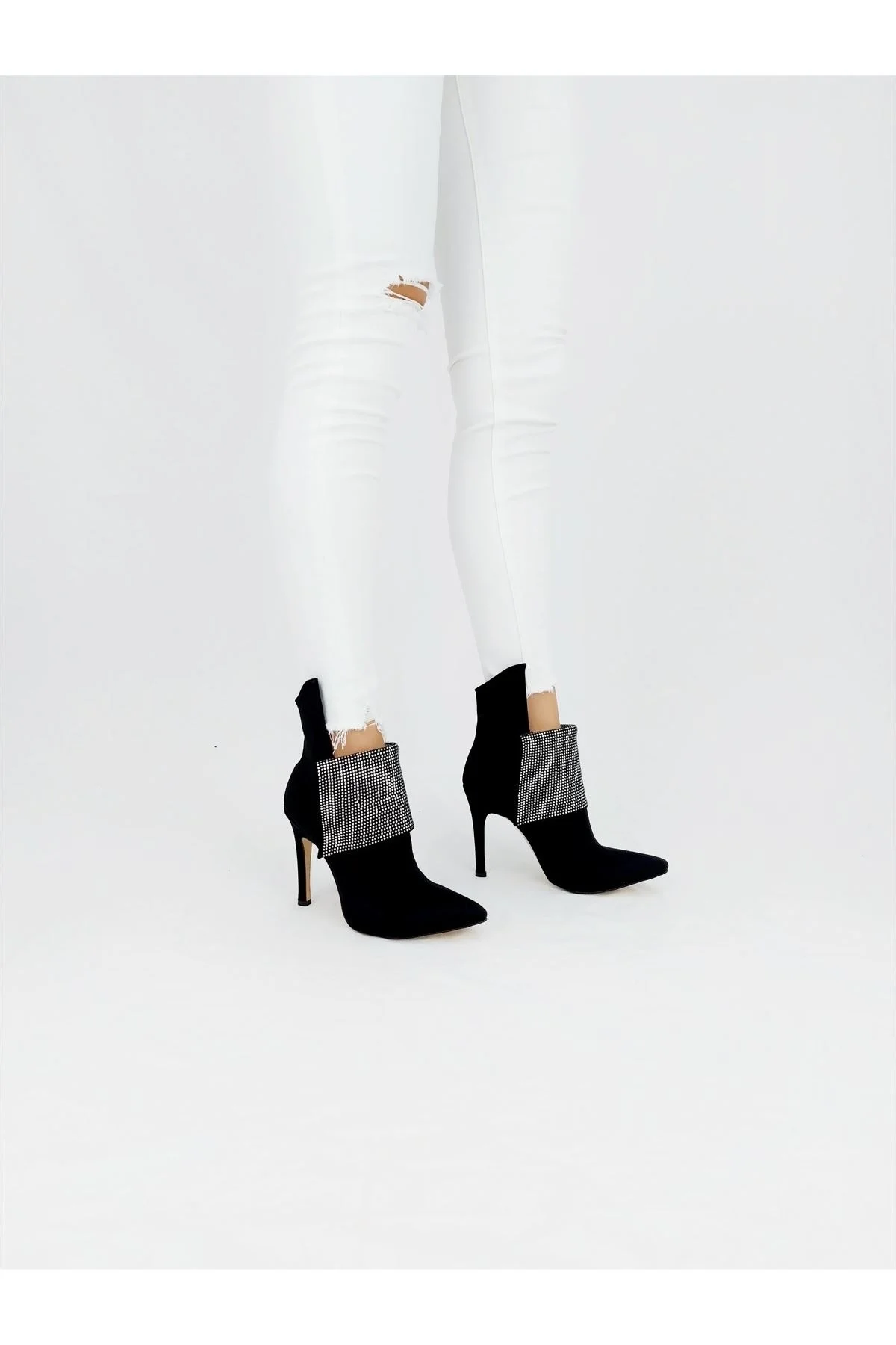 

Kennard Black Süet Gemstone Heels Boots