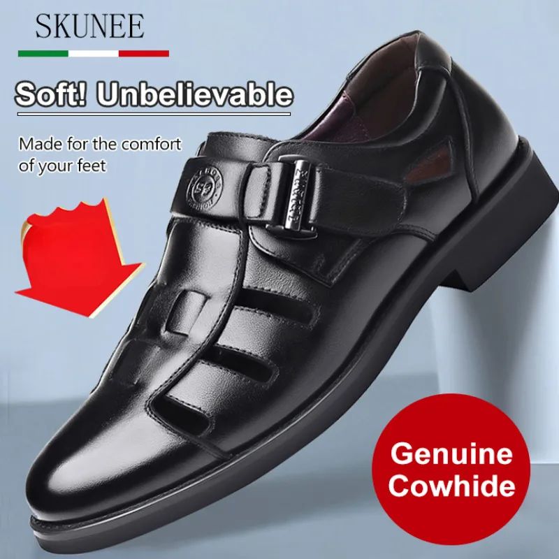 

Stylish and Comfortable Men's Leather Loafers with Hollow Out Design for Summer