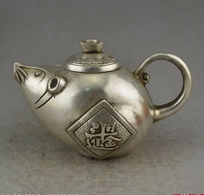 

Collection Archaize White Copper Wealth Mouse Teapot Craft Statue