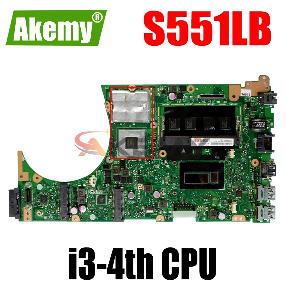 

Материнская плата AKEMY S551LB для ноутбука ASUS S551LB S551LN S551L, оригинальная материнская плата 4 ГБ-ОЗУ, Φ