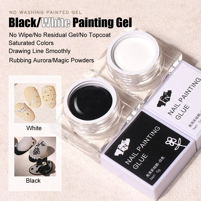 

1pcs 5G Saturated No Wipe Drawing Painting Gel UV Nail Art Polish Manicure 3D Relief Glue Rubbing Magic Mirror Powder
